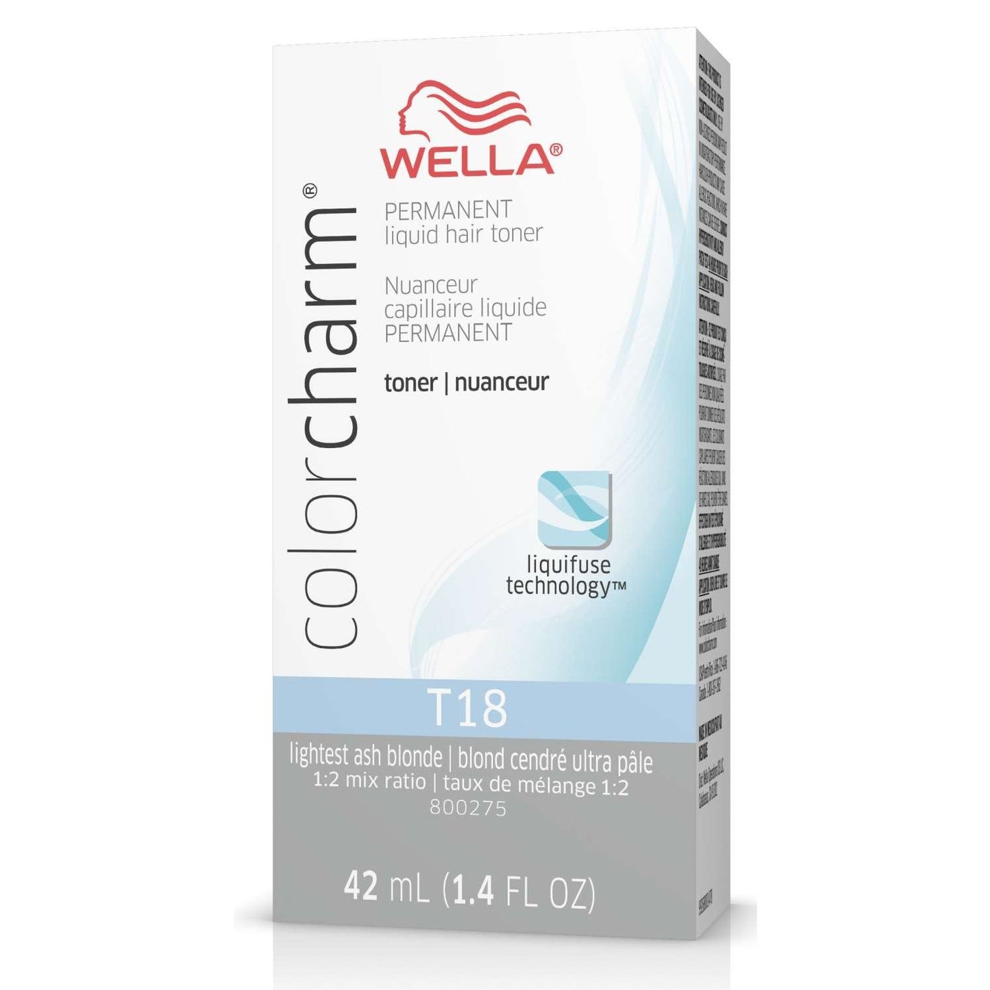 Wella Colorcharm Tónico líquido permanente para cabello T18 Rubio ceniza más claro 1.4 onzas líquidas