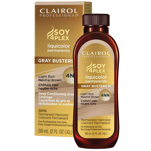 Clairol Professional Soy4Plex Liquicolor Color permanente para el cabello 4Nn Marrón neutro claro rico 2.0 onzas líquidas