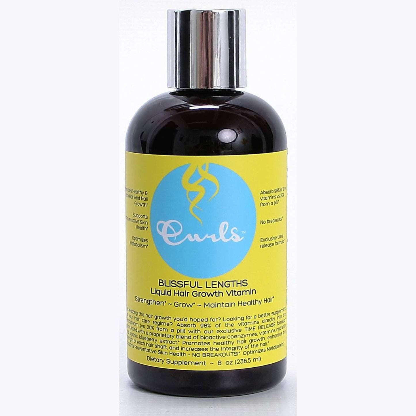 Curls Blissful Longs Vitamina líquida para el crecimiento del cabello, 8 onzas