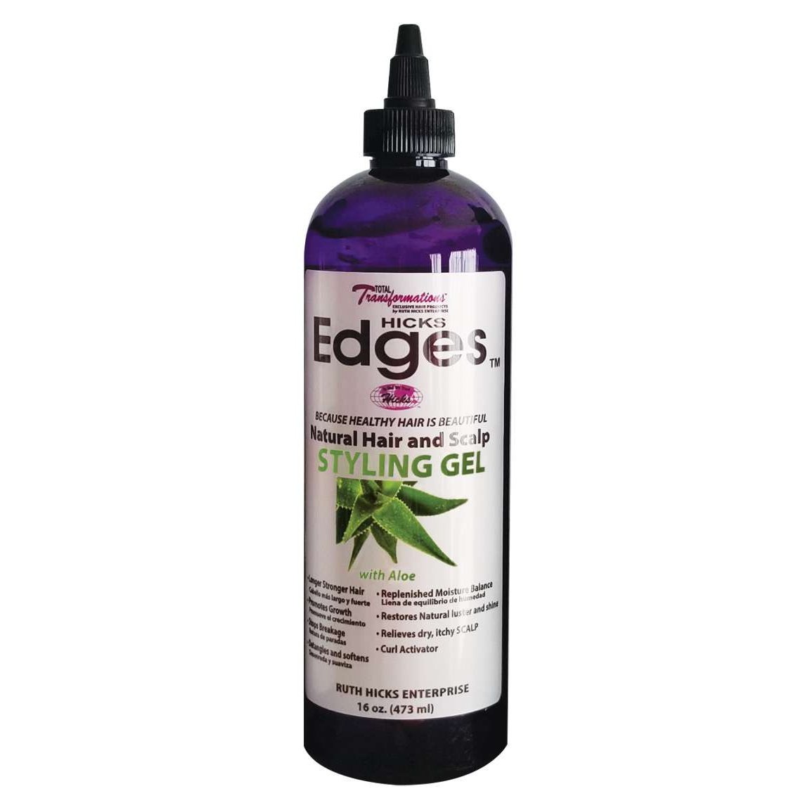 Hicks Edges Gel natural para peinar el cabello y el cuero cabelludo, 16 onzas