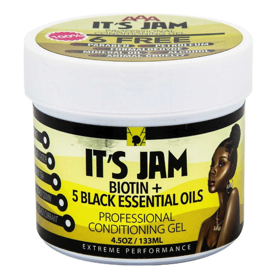 African Anti Aging Its Jam Gel acondicionador profesional con biotina 5 aceites esenciales negros 4.5 oz