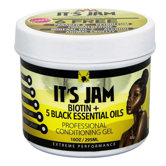 African Anti Aging Its Jam Gel acondicionador profesional con biotina 5 aceites esenciales negros 10.0 oz