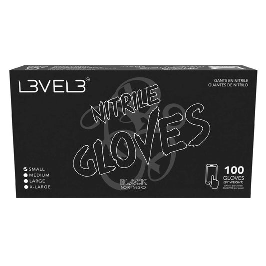L3Vel3 Nitrile Gloves Black Small 100 Piece