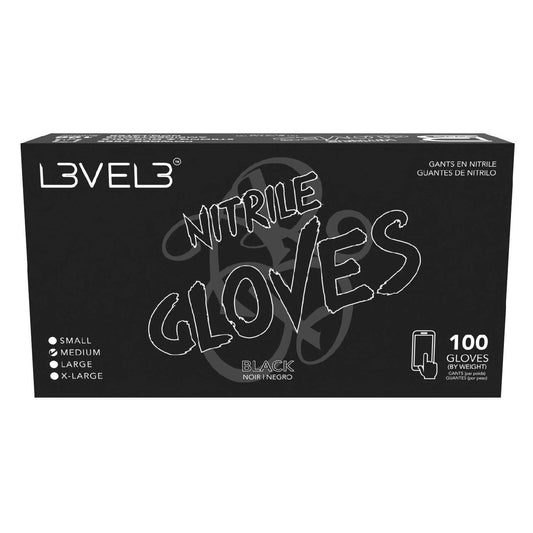 L3Vel3 Nitrile Gloves Black Medium 100 Piece