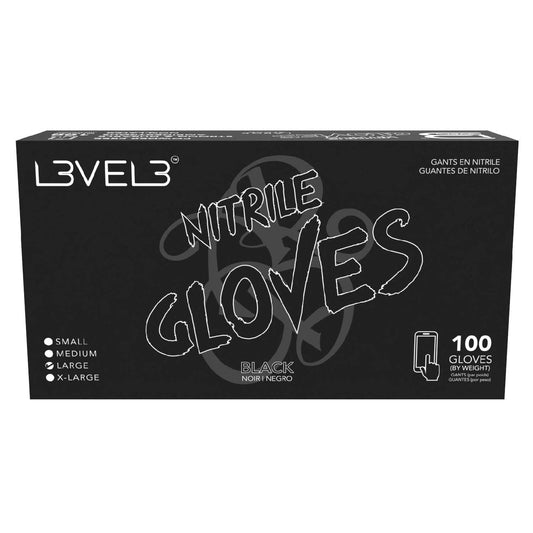 L3Vel3 Nitrile Gloves Black Large 100 Piece