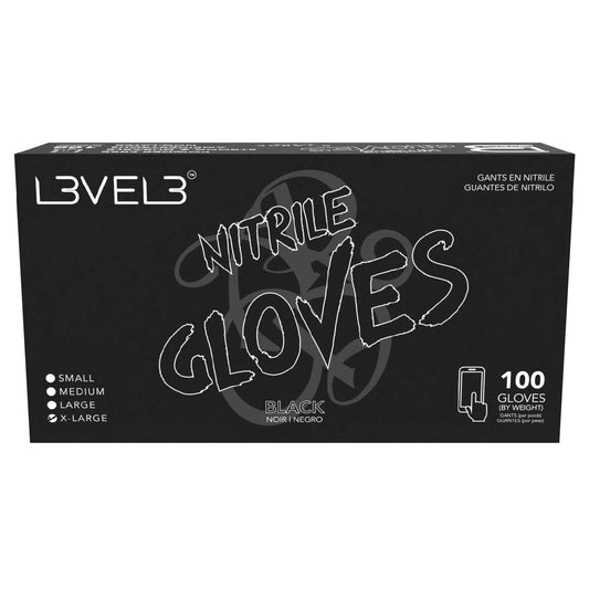 L3Vel3 Nitrile Gloves Black X-Large 100 Piece