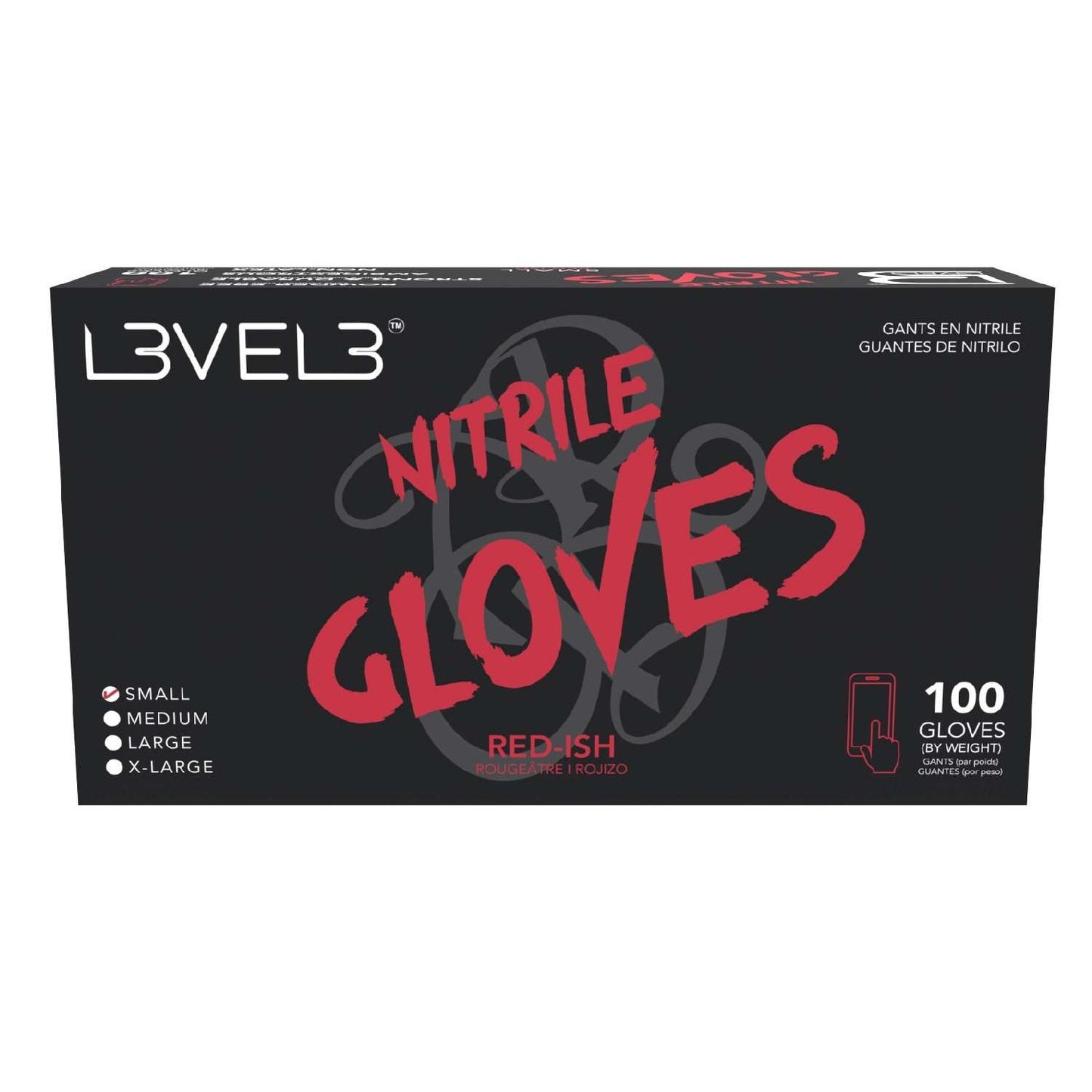 Guantes de nitrilo L3Vel3 Rojo-Ish Pequeños 100 piezas