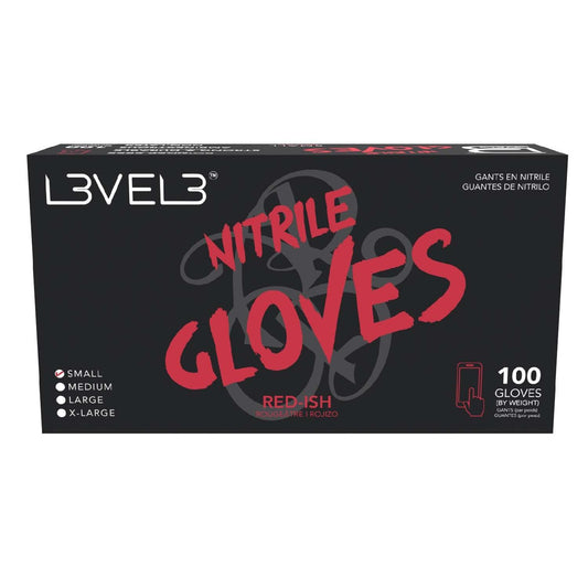 L3Vel3 Nitrile Gloves Red-Ish Small 100 Piece