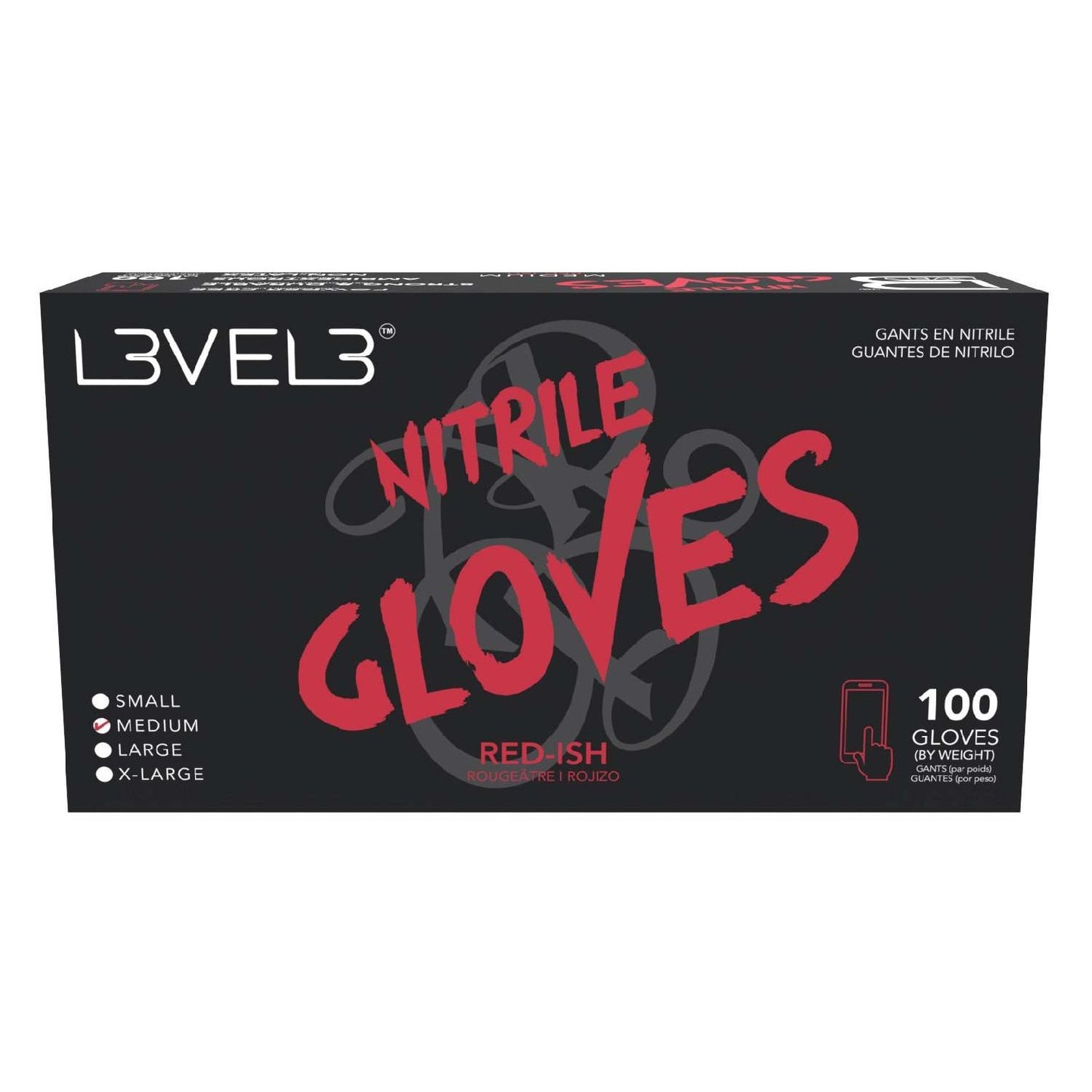 Guantes de nitrilo L3Vel3 Red-Ish medianos 100 piezas