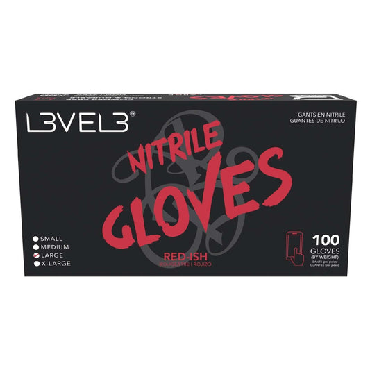 Guantes de nitrilo L3Vel3 Red-Ish grandes 100 piezas