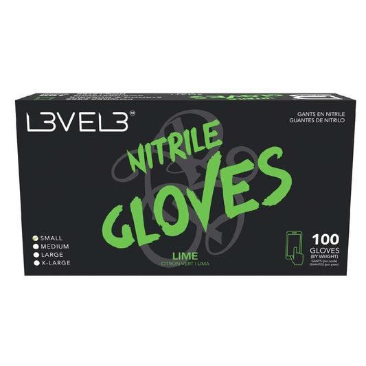 L3Vel3 Nitrile Gloves Lime Small 100 Piece
