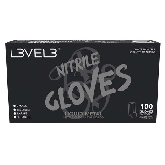 L3Vel3 Guantes Nitrilo Metal Líquido Medianos 100 Piezas