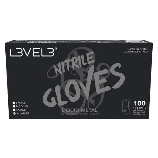 Guantes de nitrilo L3Vel3 Metal líquido Extragrandes 100 piezas