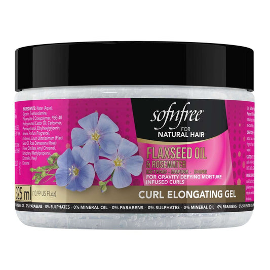 Sofnfree para gel alargador de rizos de cabello natural con aceite de linaza y agua de rosas, 10,99 onzas líquidas