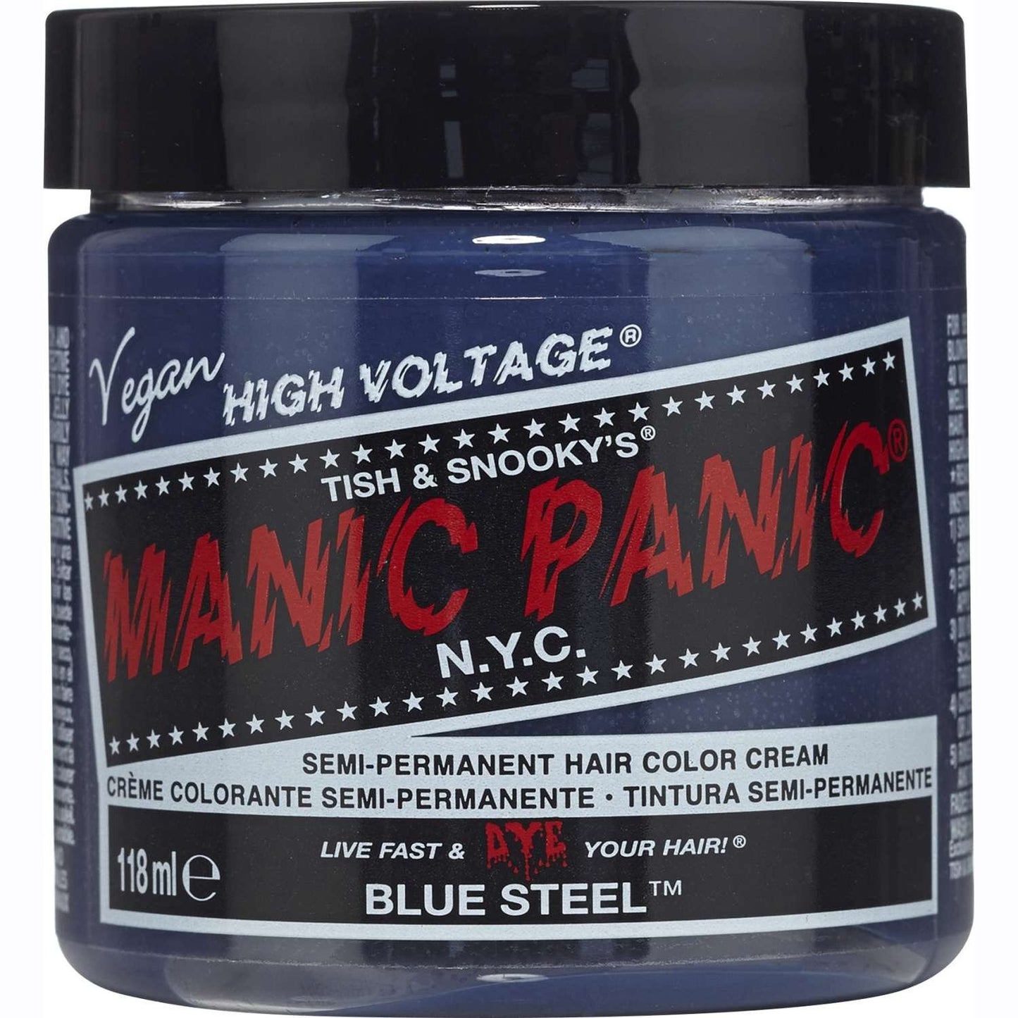 Color de cabello en crema semipermanente Manic Panic - Acero azul 4 oz