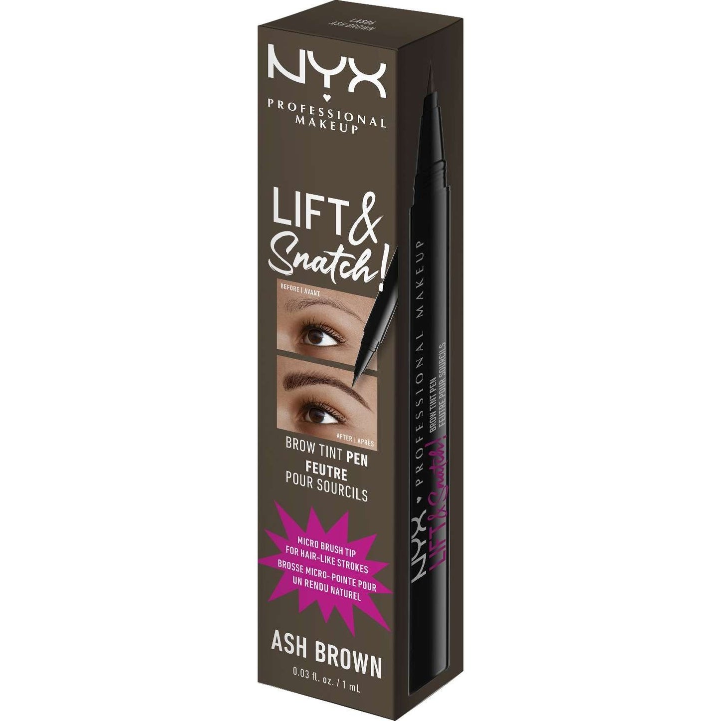 NYX Lift Snatch Brow Tint Pen 06 - Marrón ceniza 0.03 onzas líquidas