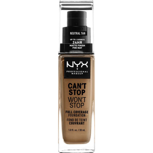NYX Cant Stop Wont Stop Full Coverage Foundation 12.7 - Neutral Tan 1.0 FL Oz