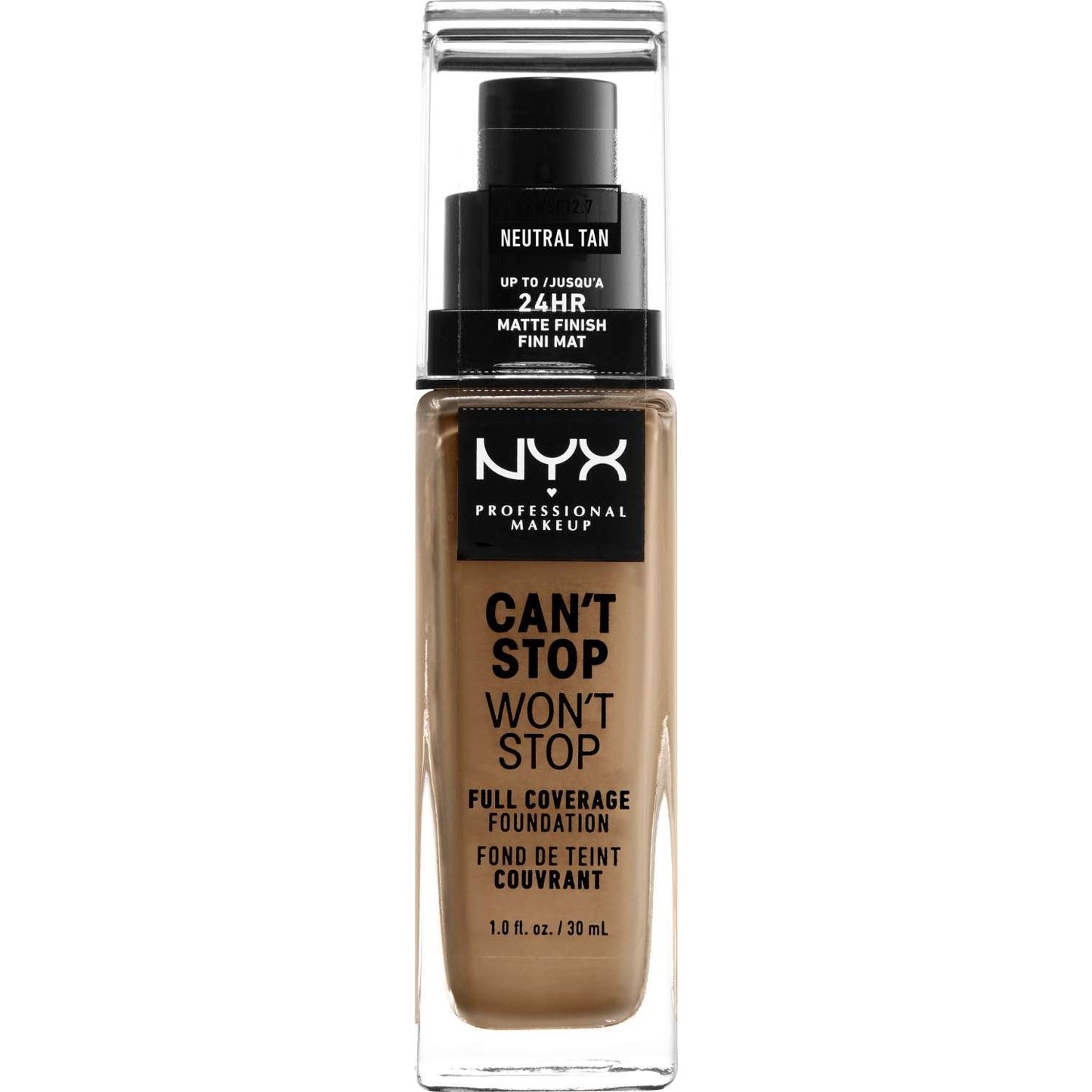 NYX Cant Stop Wont Stop Base de cobertura completa 12.7 - Bronceado neutro 1.0 FL Oz