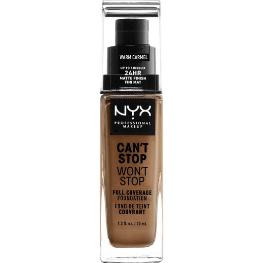 NYX Cant Stop Wont Stop Base de cobertura completa 15.7 - Caramelo cálido 1.0 FL Oz