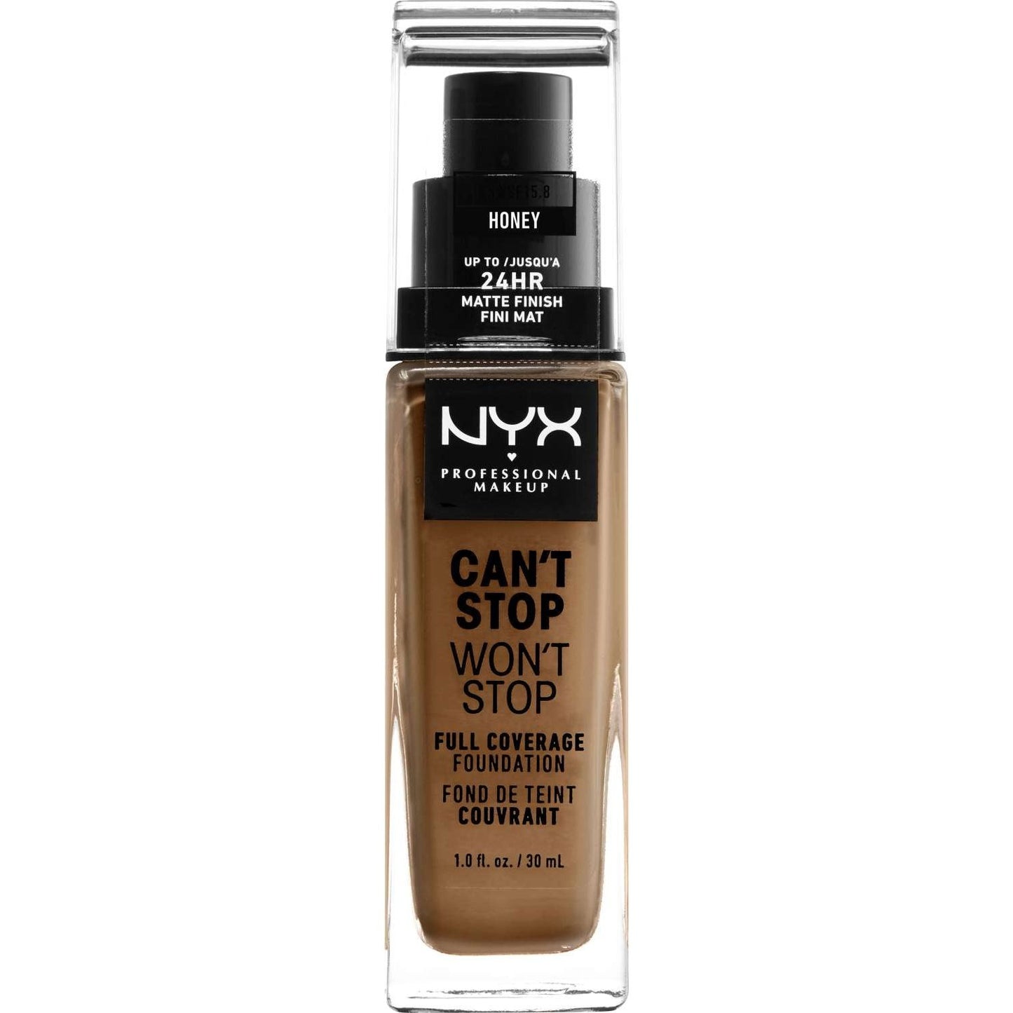 NYX Cant Stop Wont Stop Base de cobertura completa 15.8 - Miel 1.0 FL Oz