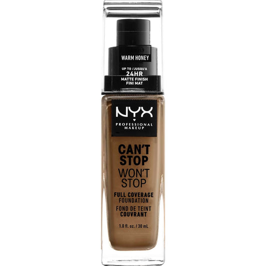NYX Cant Stop Wont Stop Full Coverage Foundation 15.9 - Warm Honey 1.0 FL Oz