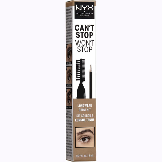 NYX Cant Stop Wont Stop Kit para cejas de larga duración, color topo - 02