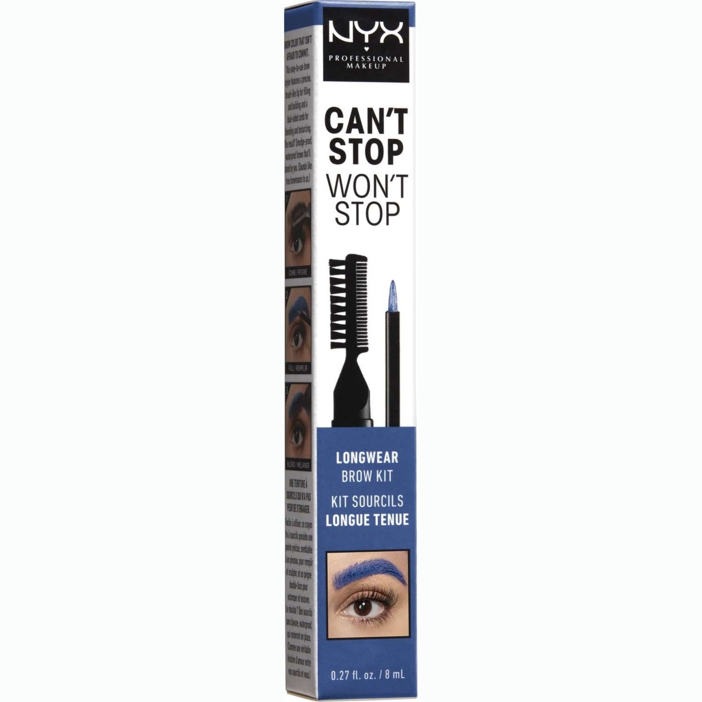 NYX Cant Stop Wont Stop Kit para cejas de larga duración, azul - 12