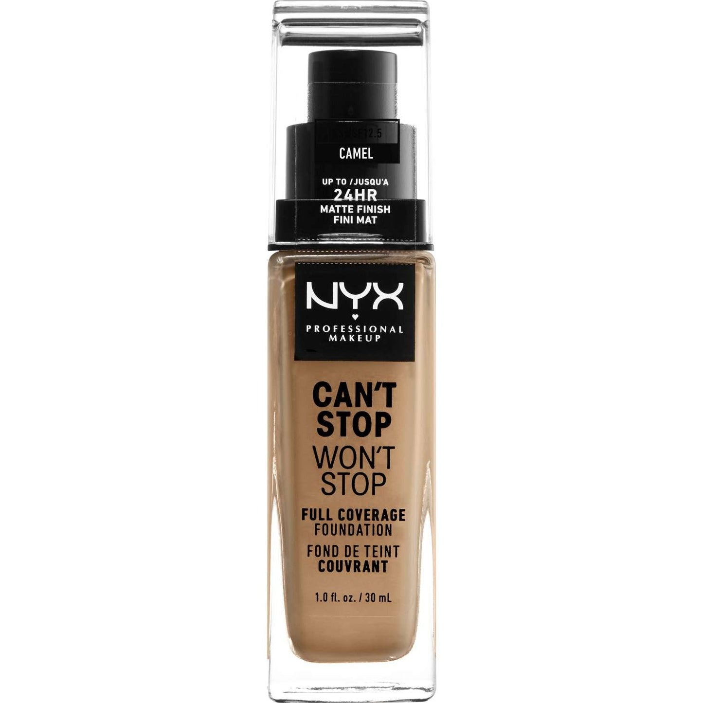 NYX Cant Stop Wont Stop Base de cobertura completa 12.5 - Camel 1.0 FL Oz