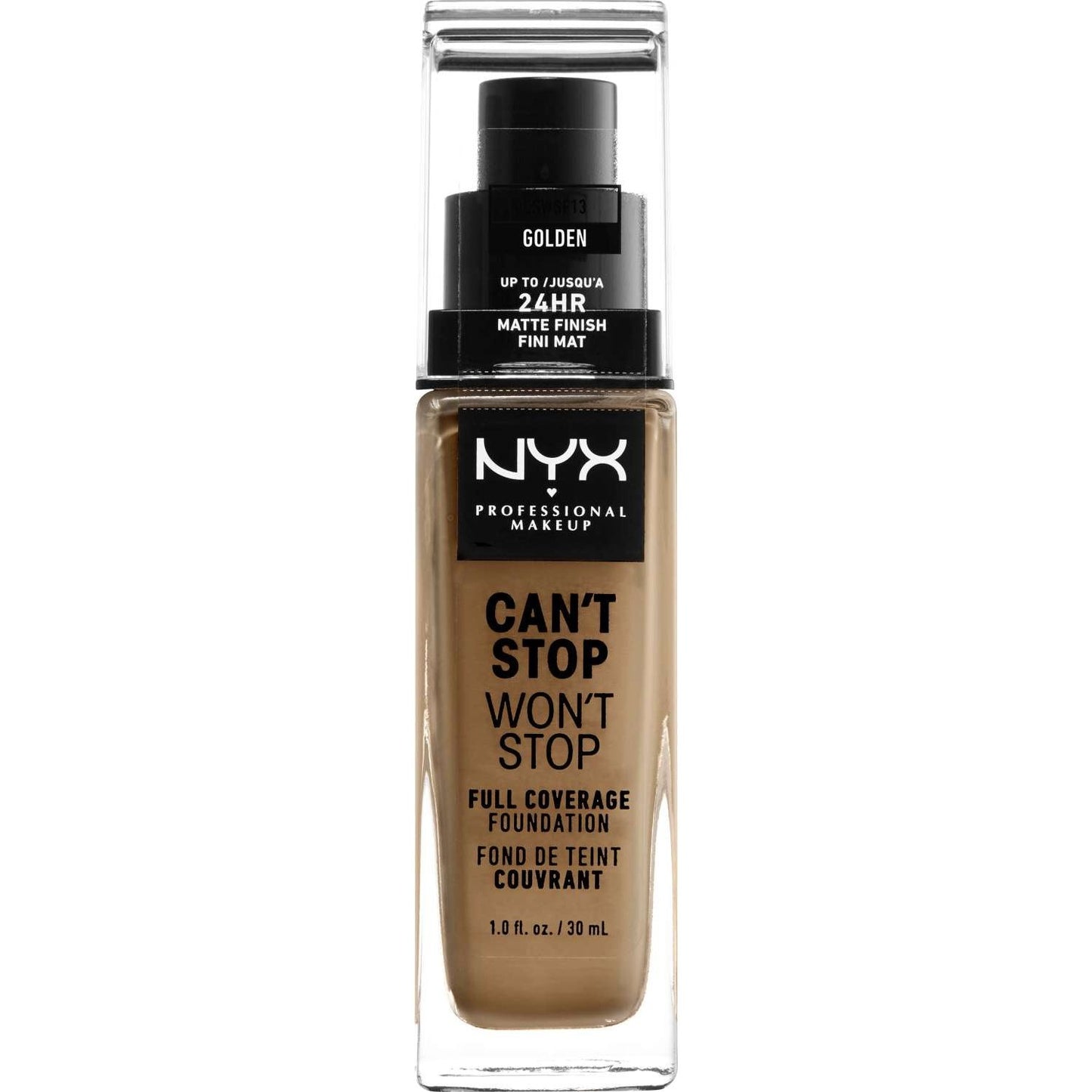 NYX Cant Stop Wont Stop Base de cobertura completa 13 - Dorado 1.0 FL Oz