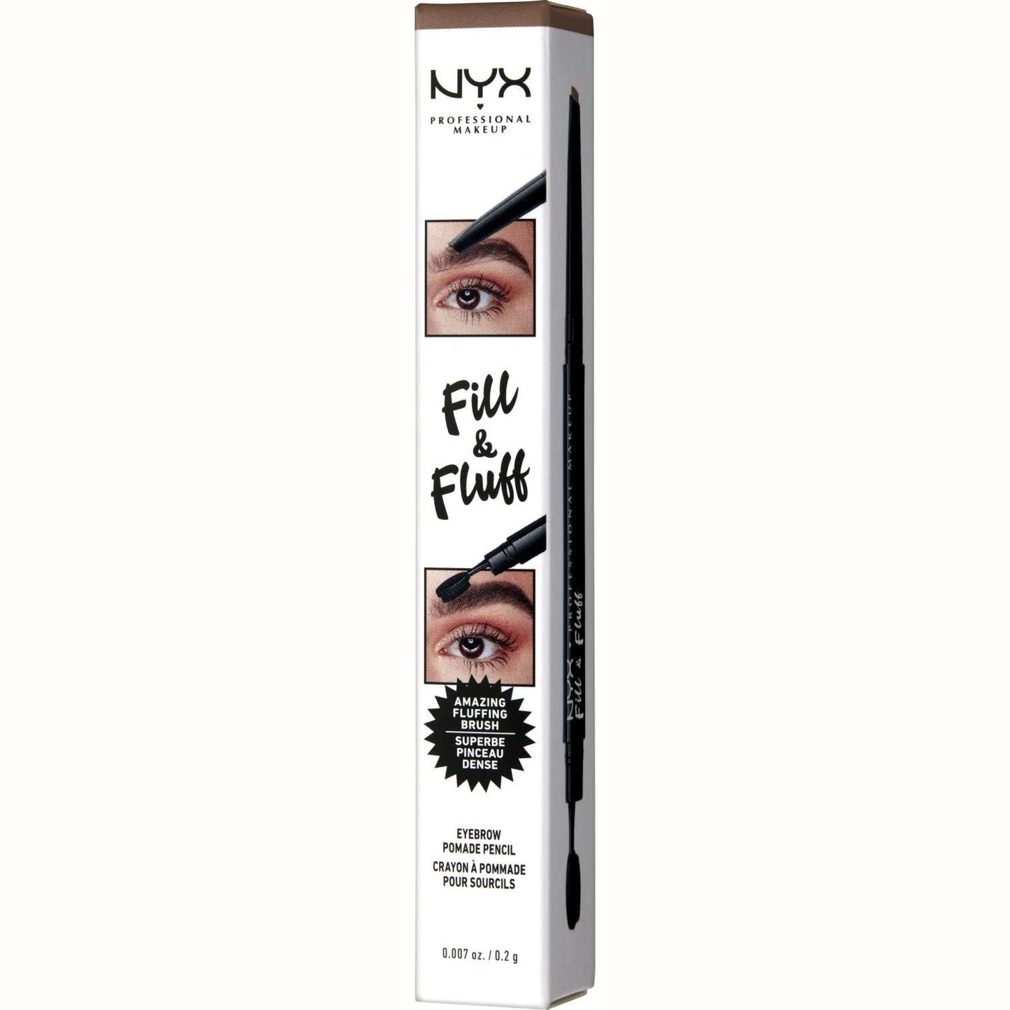 Lápiz pomada para cejas NYX Fill Fluff 03 - Castaño rojizo 0.007 oz