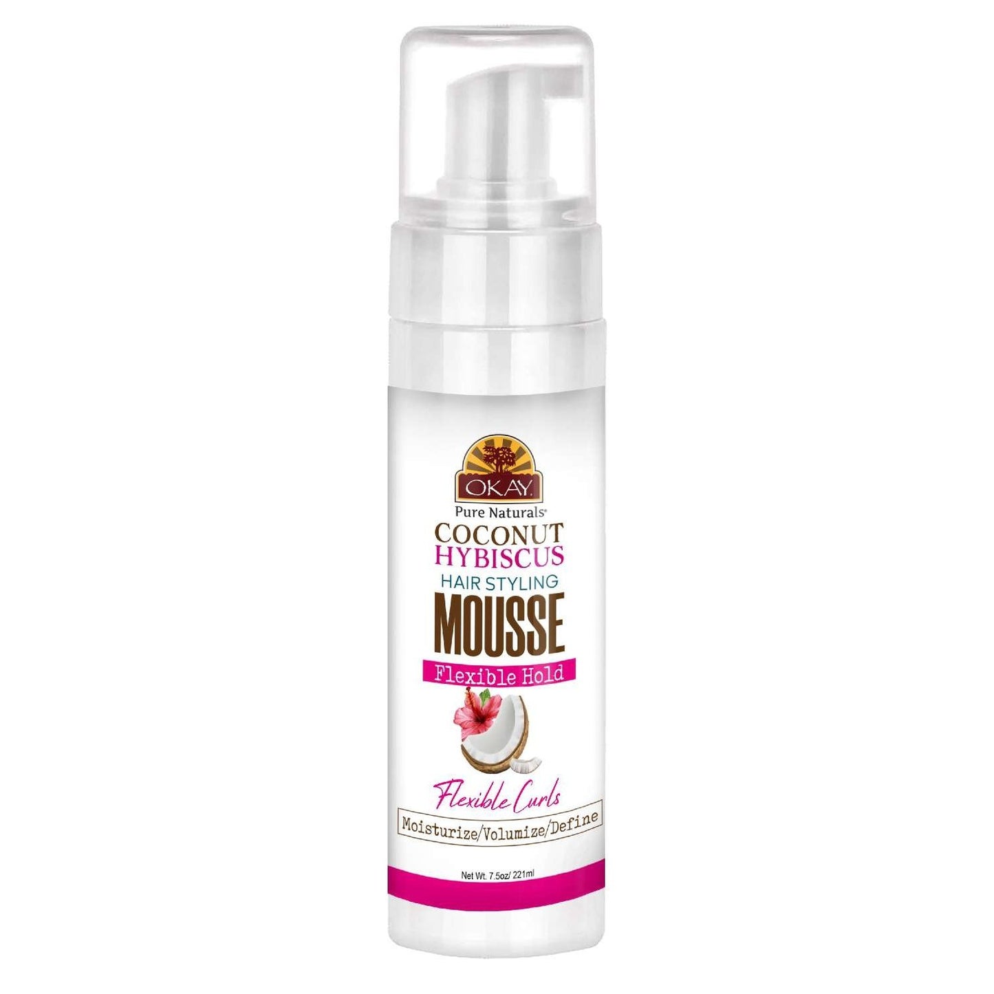 Okay Mousse para peinar el cabello con hibisco y coco, 7.5 onzas