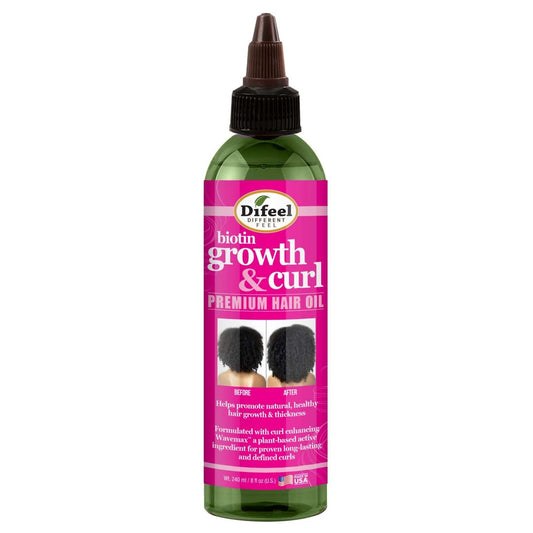 Aceite para el cabello premium con biotina para crecimiento y rizos Difeel, 8 onzas