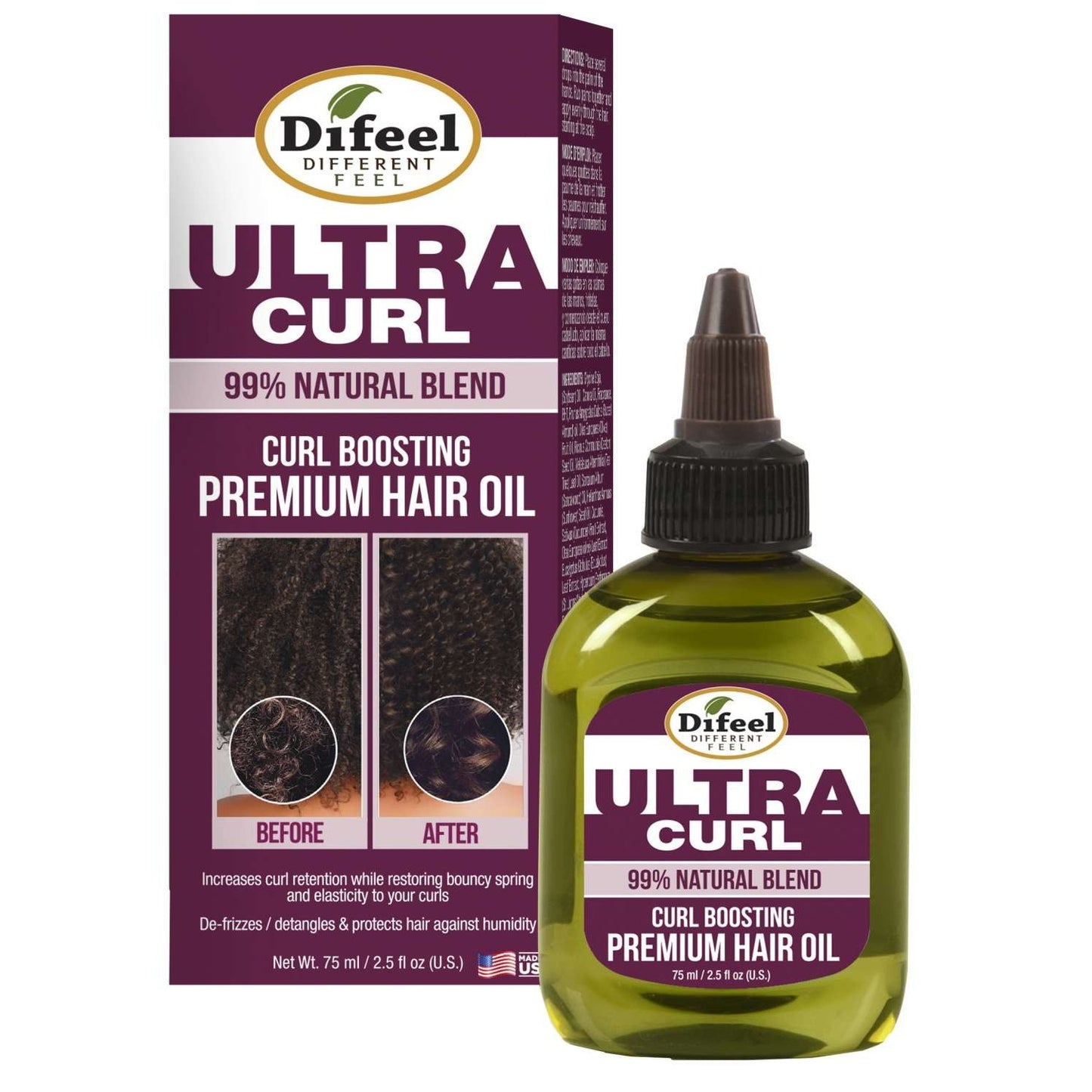 Sunflower Difeel Ultra Curl 99% Natural Premium Hair Oil 6Pk 2.5 Oz
