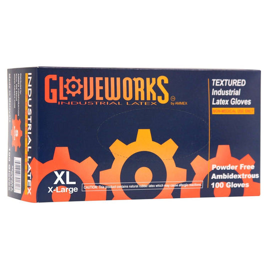 Gloveworks Guantes de látex sin polvo, 100 piezas, extragrandes