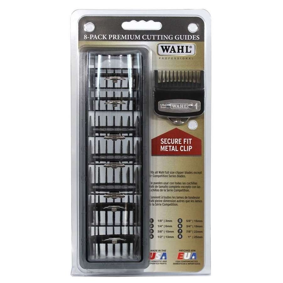 Paquete de 8 peines con clip de metal premium Wahl