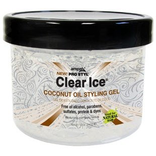Ampro Clear Ice Gel para peinar con aceite de coco, 12 oz.