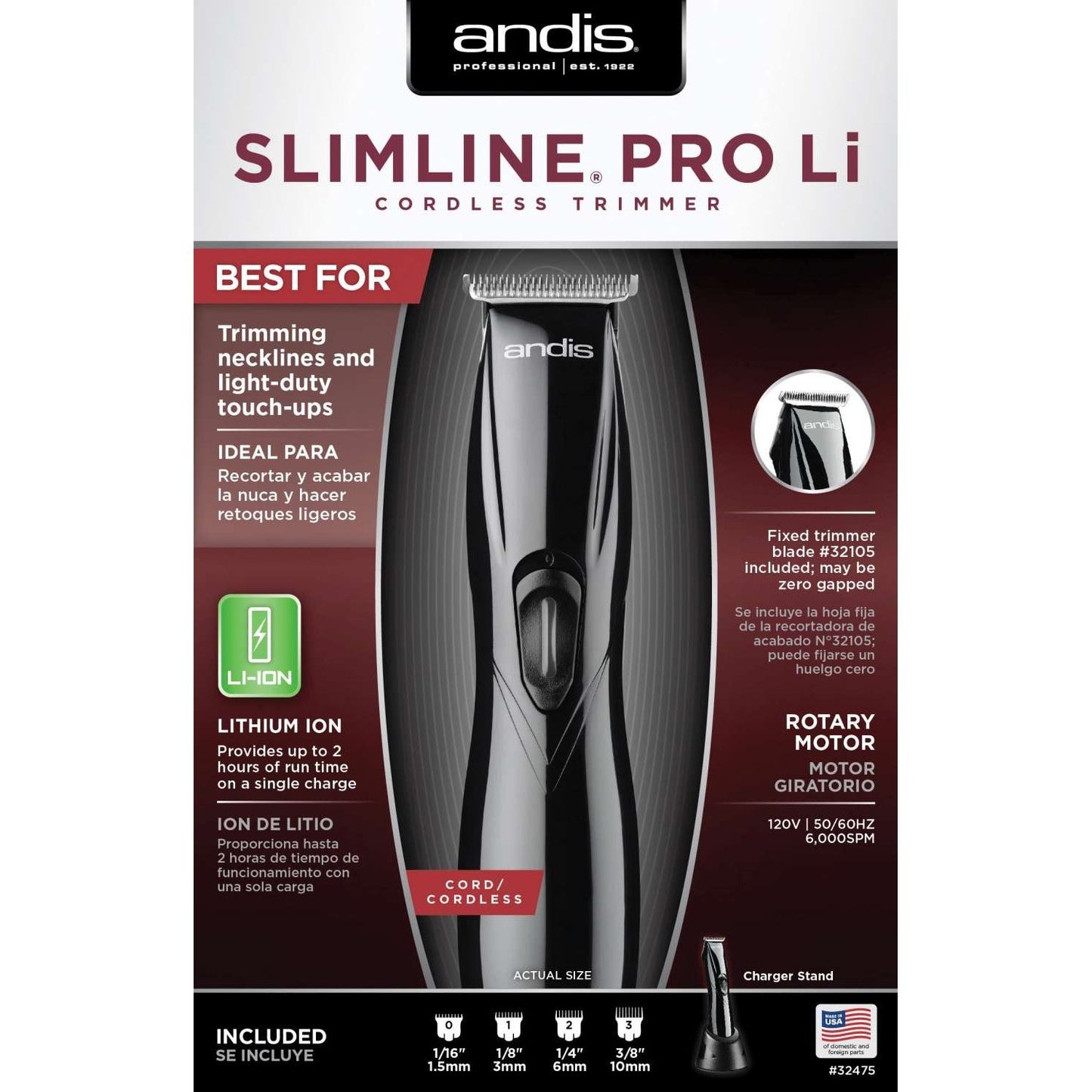 Andis Recortadora Slimeline Pro Li-Ion D8 Negro