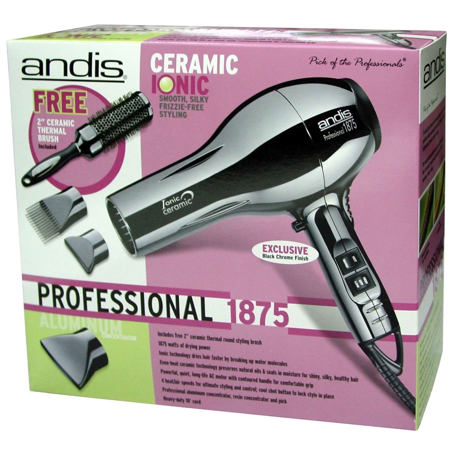 Secador de pelo Andis Ceramicionic negro cromado