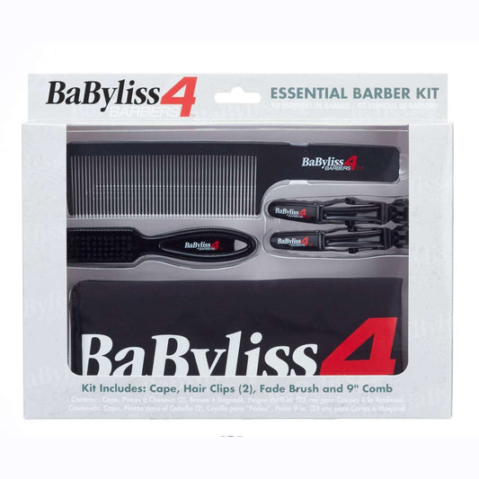 Babyliss4Barbers Essential Barber Kit - Cape 2 Hair Clips Fade Brush And 9In Comb