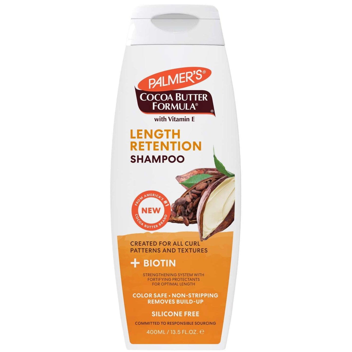 Champú de retención de longitud de biotina y manteca de cacao