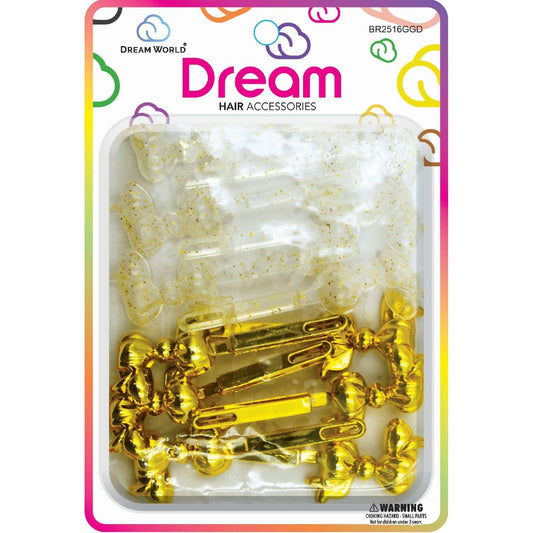 Chloe Barrette 16 Chubby Ribbon Glitter Gold