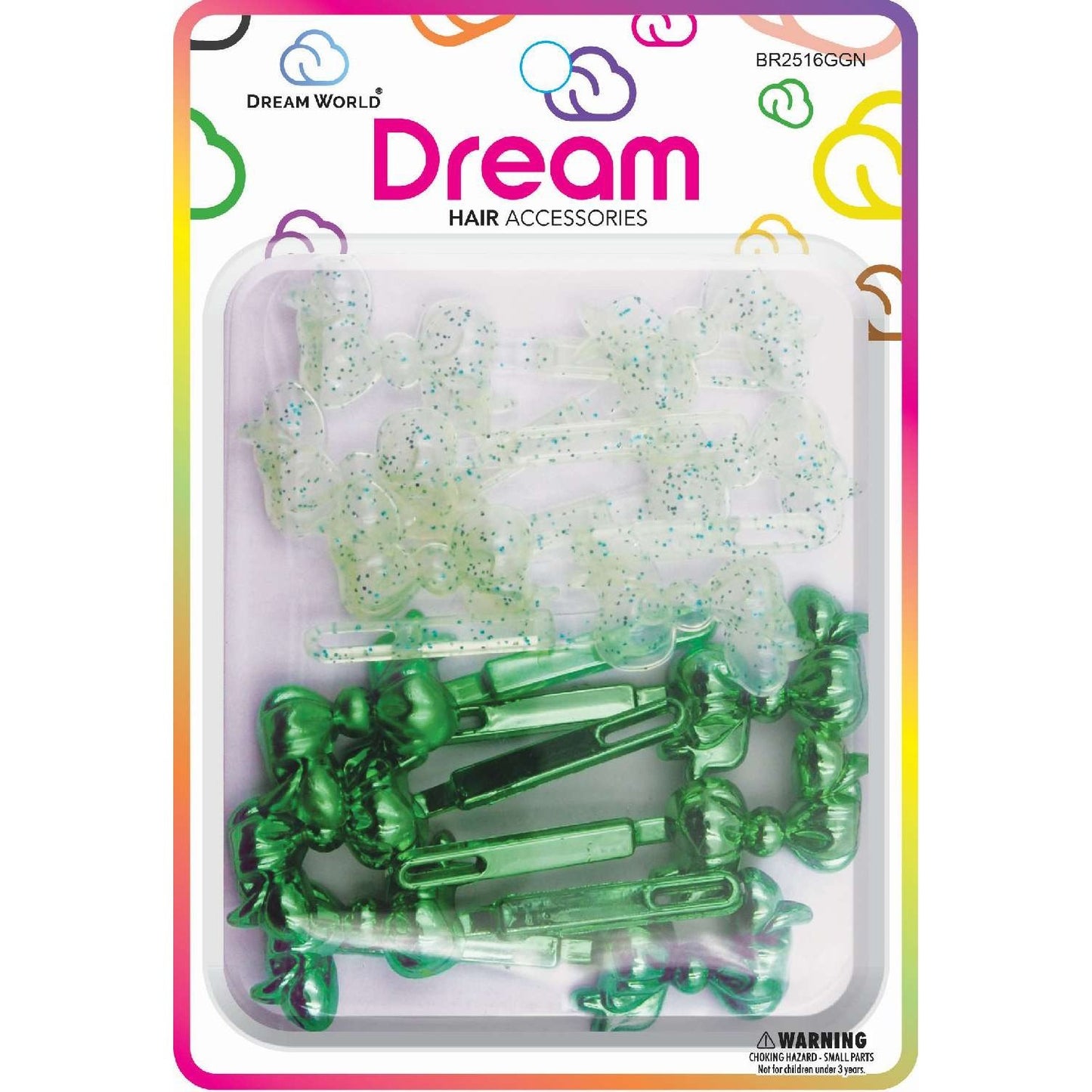 Chloe Barrettes 16 Chubby Ribbon Glitter Green