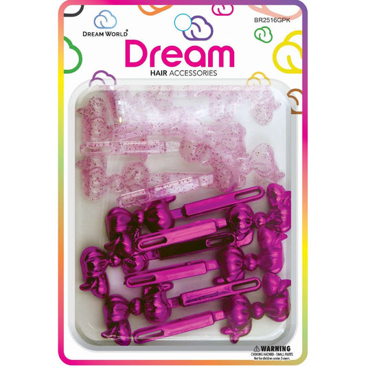 Chloe Barrette 16 Chubby Ribbon Glitter Pink