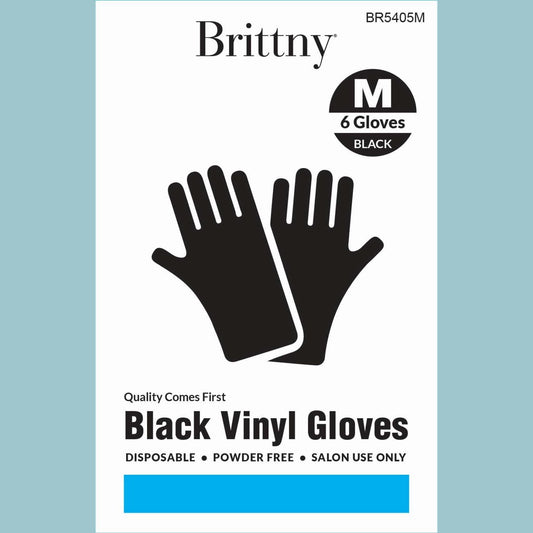 Brittny Gloves Vinyl 6Pcbox Black