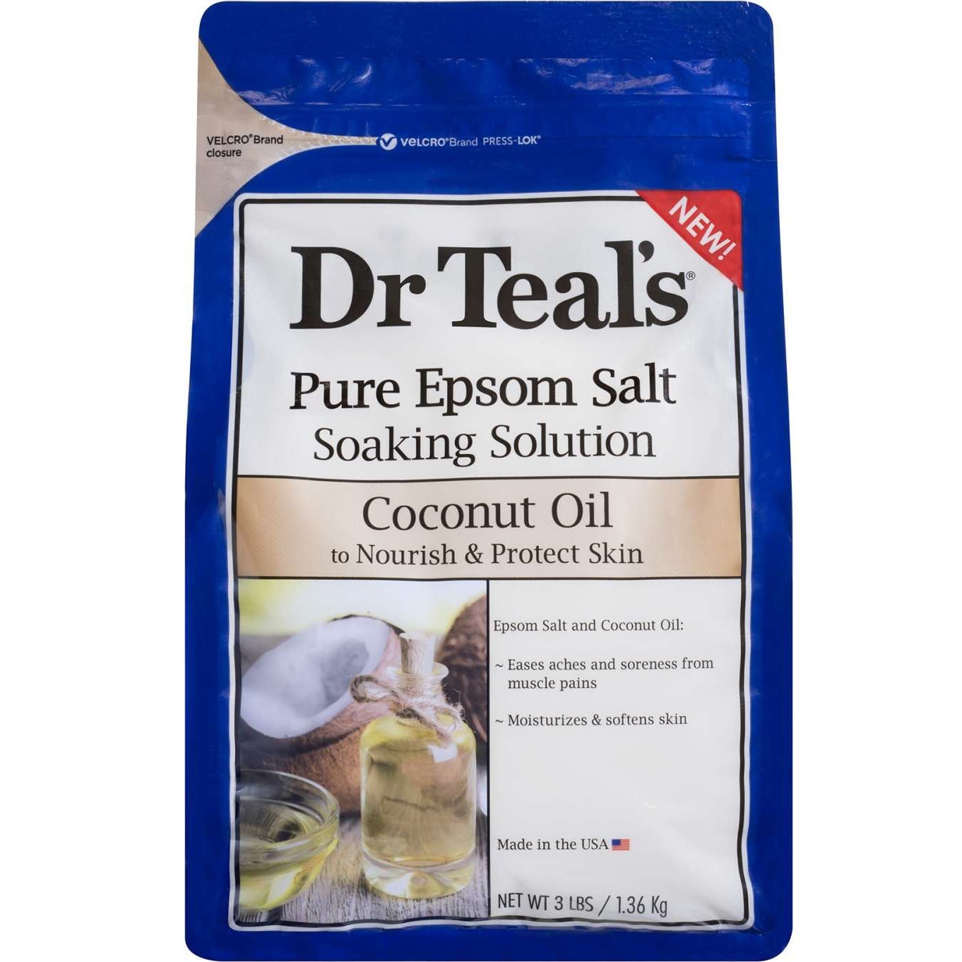 Dr Teals Nourish Protect con solución de remojo de sal pura de Epsom con aceite de coco