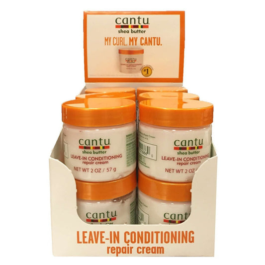 Cantu Crema reparadora acondicionadora sin enjuague con manteca de karité, pantalla de 12 piezas (2 oz)