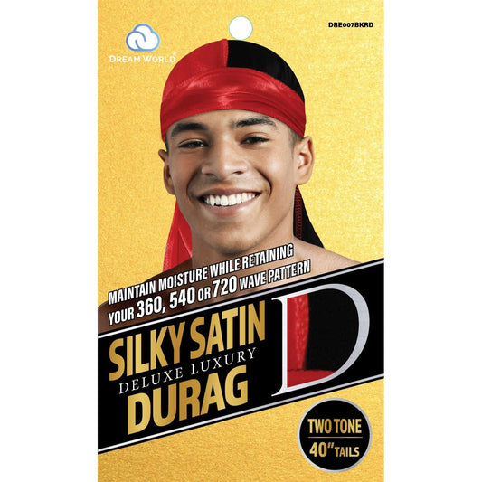 Dream Men Durag Smooth  Thick Black  Red
