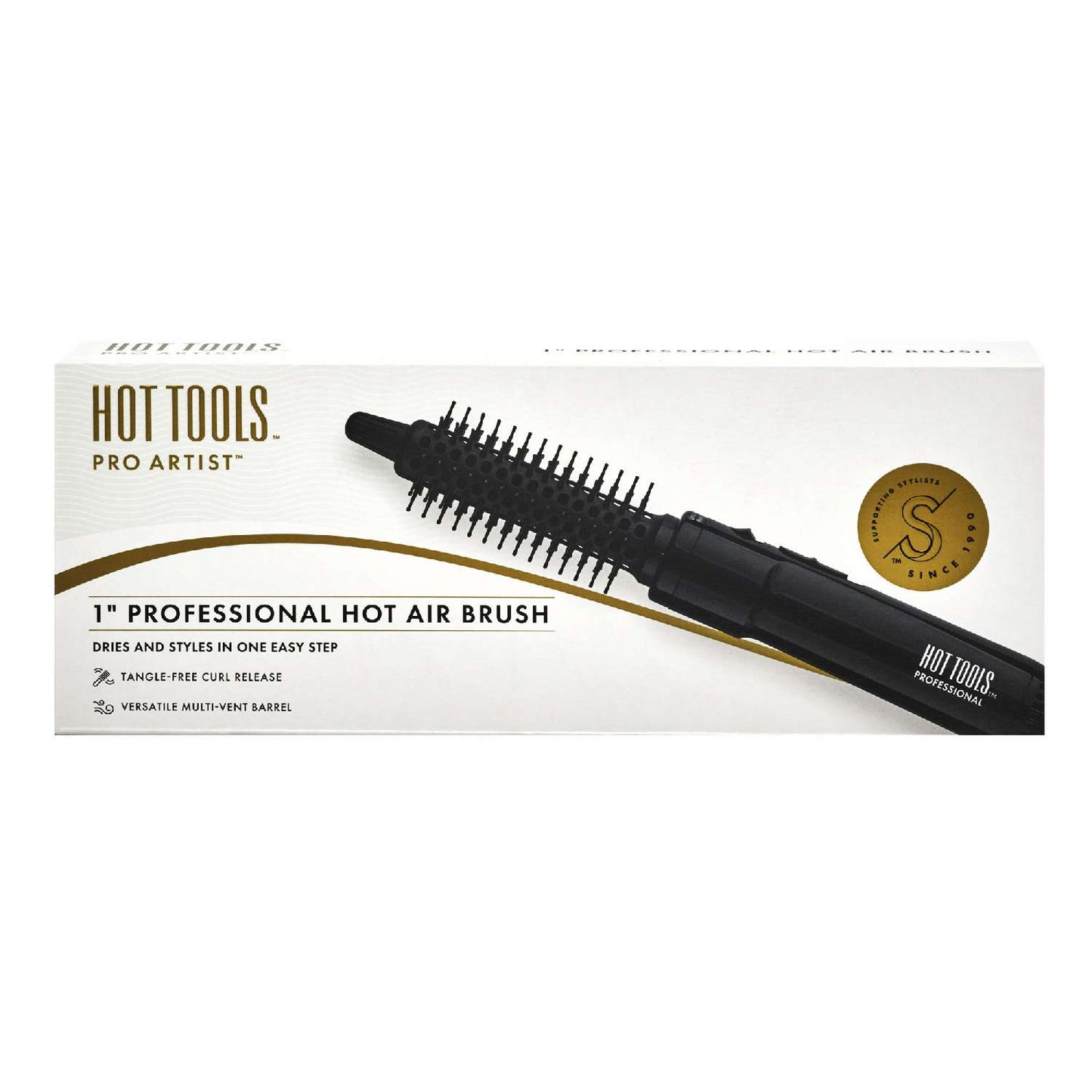 Hot Tools Pro Artist Cepillo de aire caliente negro dorado de 1 pulgada