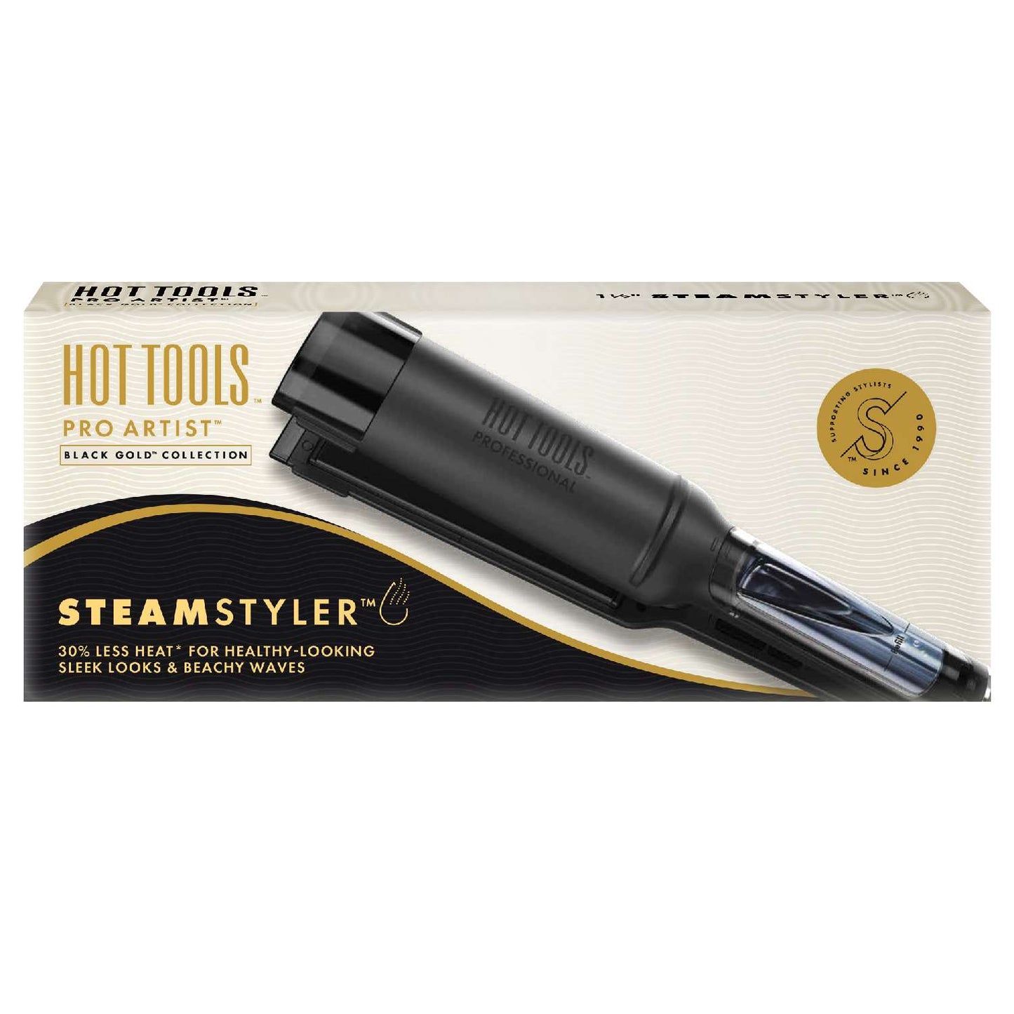 Hot Tools Pro Artist Gold Black Steam Styler doble voltaje