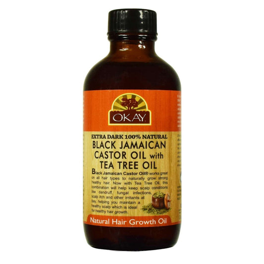 Okay 100 Percent Black Castor Oil Extra Dark Tea Tree